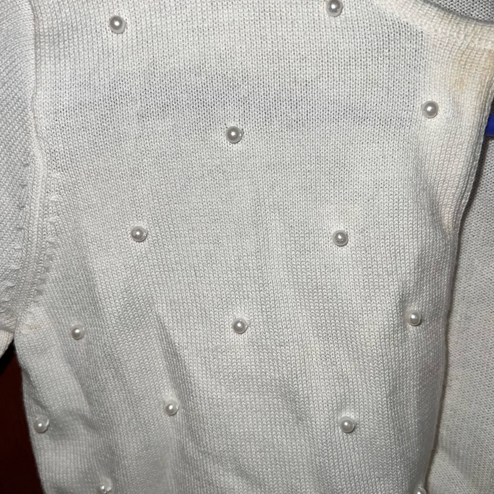 Cinderella White Cardigan with Pearl Accents - Picture 2 of 5